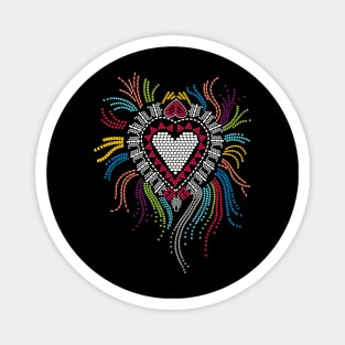 Corazón Estilo Huichol Mex Art Magnet